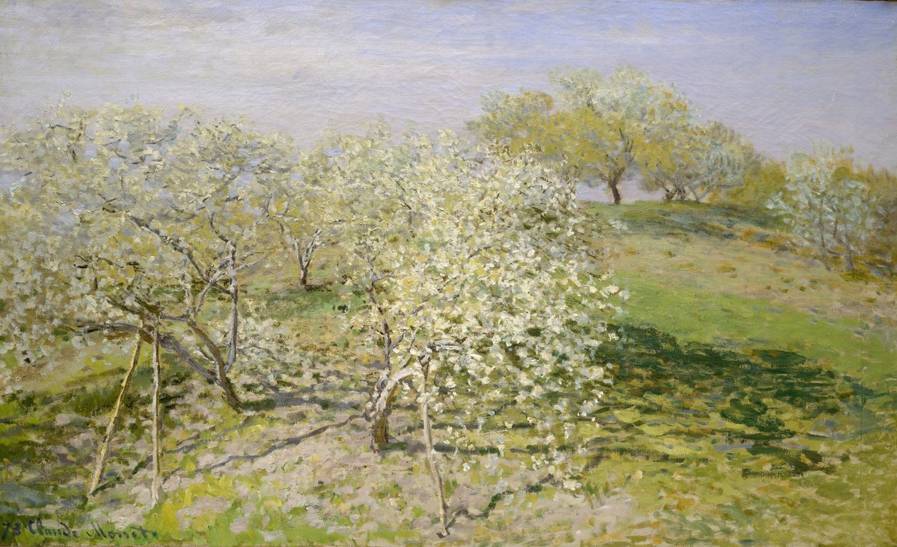 春天（盛开的果树），1873年 作者 克劳德·莫奈