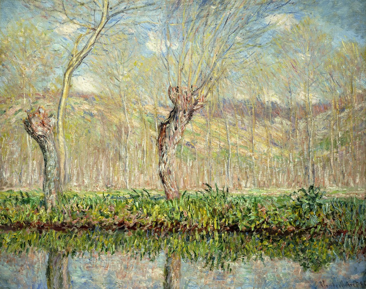 春天，l“ Epte； Printemps，Bord de l” Epte的边界，1885年 作者 克劳德·莫奈