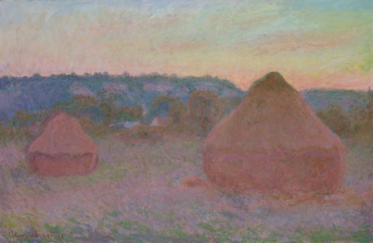 小麦堆结束时，秋天，189091。 作者 克劳德·莫奈