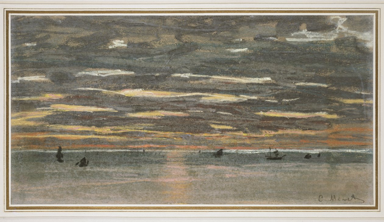 海上日落，1865-1870（粉彩纸上的粉彩） 作者 克劳德·莫奈