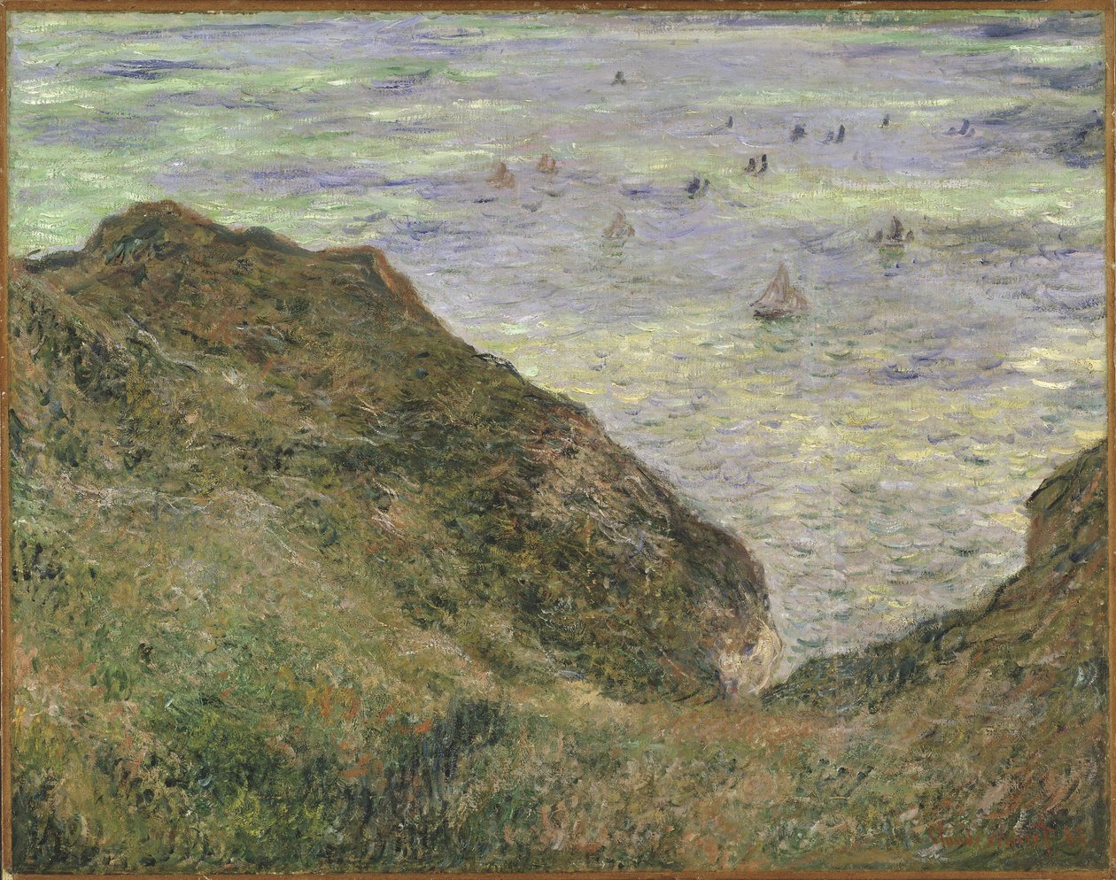 Sur la falaise a Pourville - 在普尔维尔的悬崖上 - 莫奈，克劳德 (1840-1926) - 1882 - 布面油画 - 64x82 - 斯德哥尔摩国家博物馆 作者 克劳德·莫奈