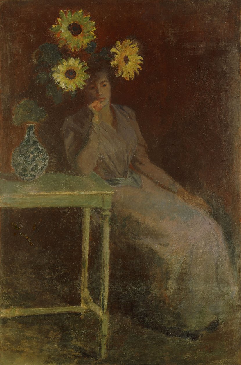 苏珊与向日葵；苏珊·索罗斯（Suzanne aux Soleils），约1889年 作者 克劳德·莫奈