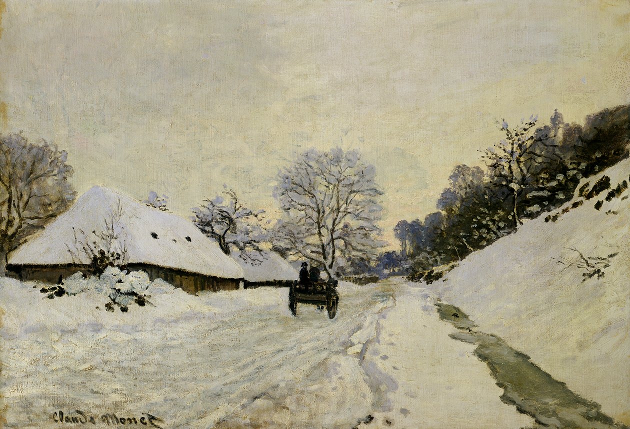 购物车，或1865年翁弗勒尔在雪下的道路 作者 克劳德·莫奈
