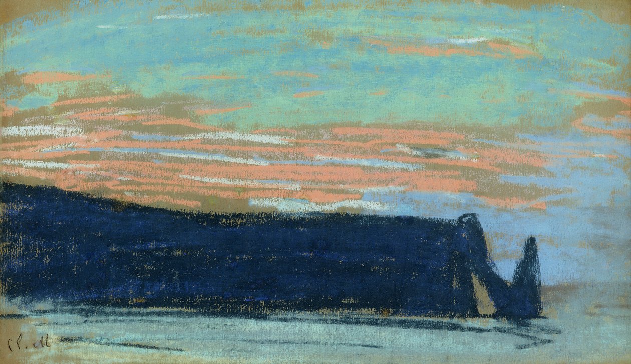 埃特勒塔的悬崖，c.1885（粉彩） 作者 克劳德·莫奈