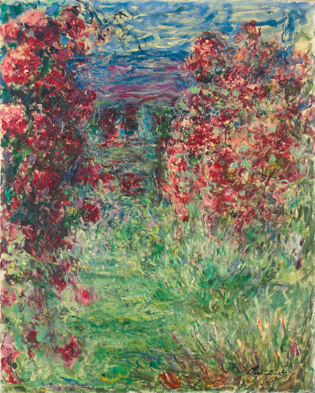 玫瑰下吉维尼的房子；玫瑰屋，1925年 作者 克劳德·莫奈