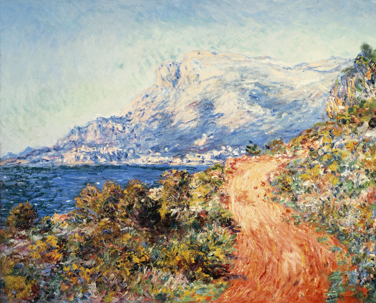 芒通附近的红路，1884年 作者 克劳德·莫奈
