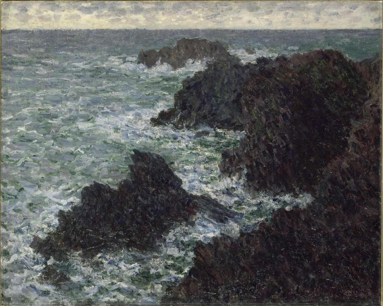 百丽岛的岩石，狂野的海岸，1886年。 作者 克劳德·莫奈