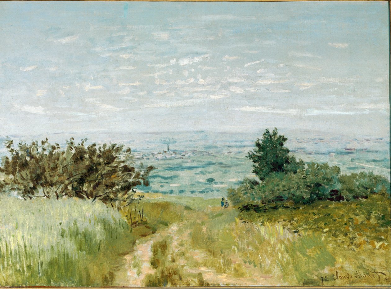从平原到 Argenteuil，Sannois 的斜坡 - 1872 年。布面油画 作者 克劳德·莫奈