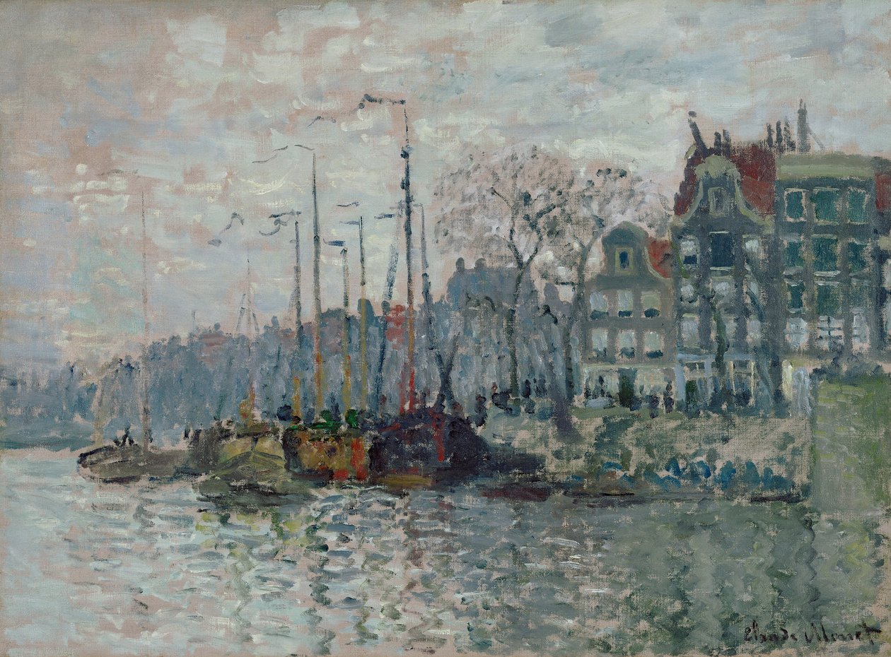 Prins Hendrikkade和Kromme Waal在阿姆斯特丹的景色，1874年 作者 克劳德·莫奈