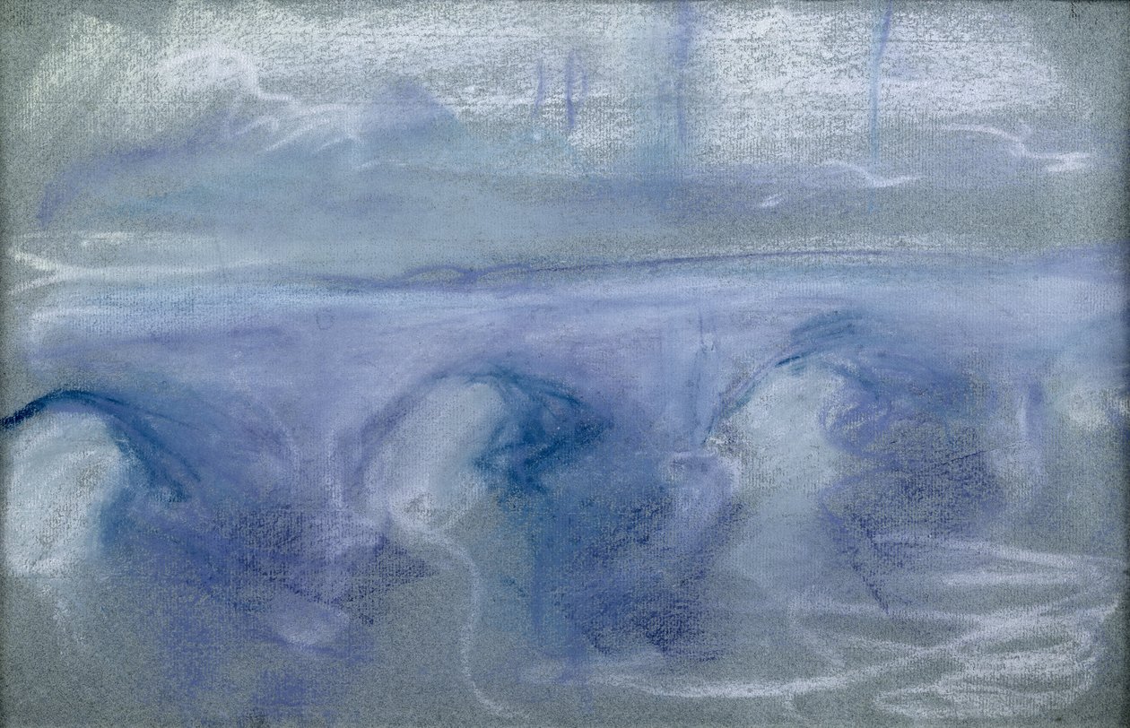 滑铁卢桥，c.1900（纸上粉彩） 作者 克劳德·莫奈