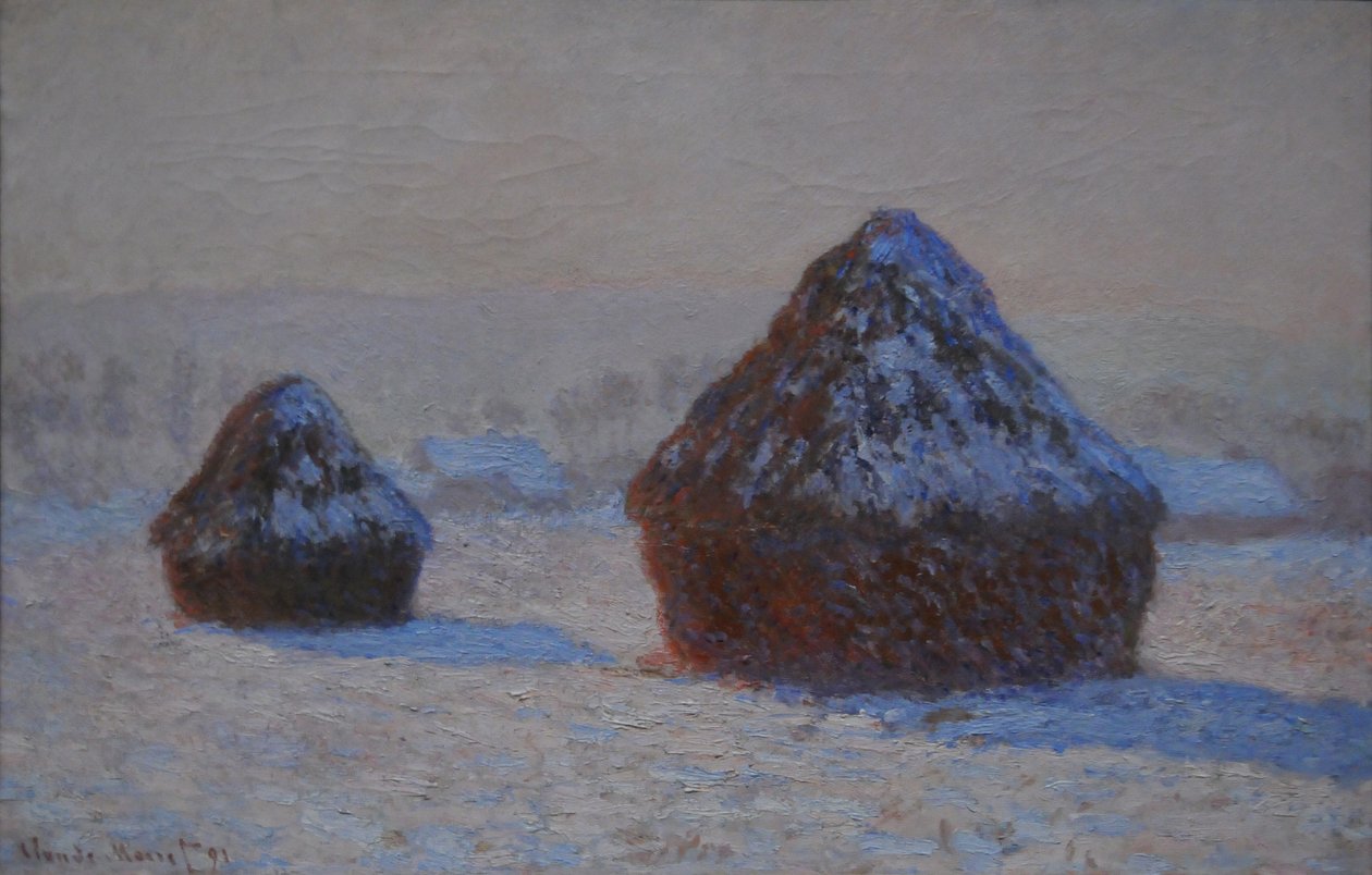 小麦堆，积雪效应，早晨，1891年 作者 克劳德·莫奈