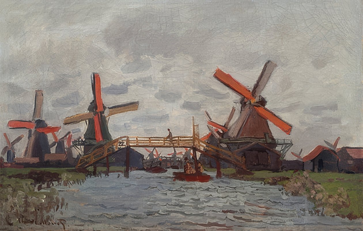 风车在赞丹附近的Westzijderveld。 1871年 作者 克劳德·莫奈