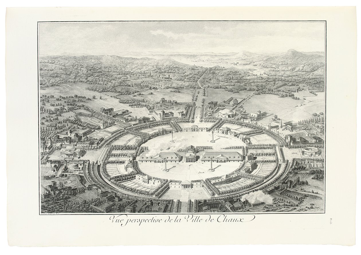 Chaux市的全景视图，1804年 作者 克劳德·尼古拉斯·勒杜