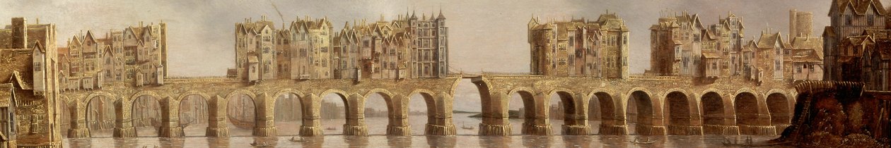 1632年油画上的老伦敦桥的细节伦敦桥的视图 作者 克劳德·德容