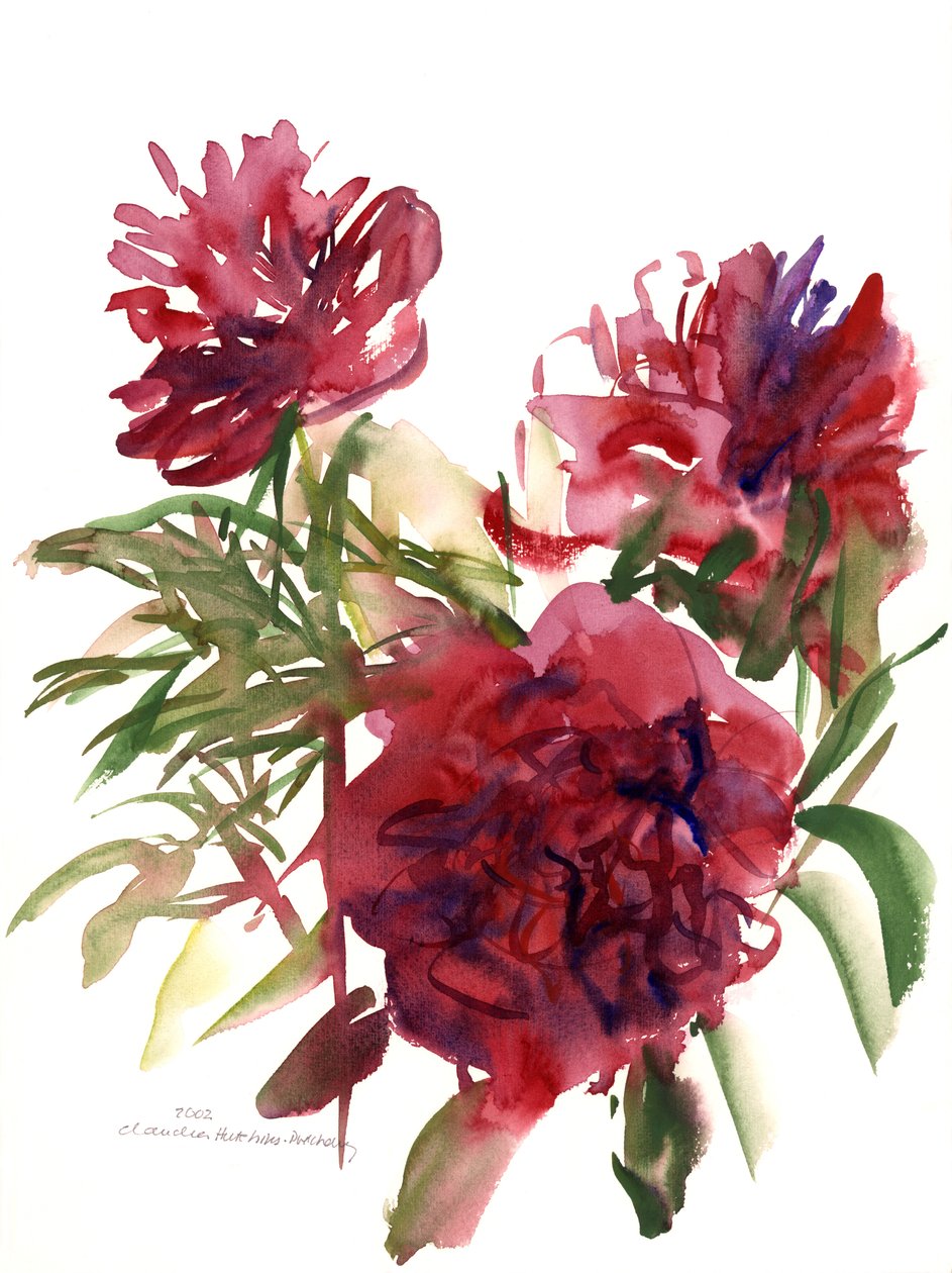 Peonies，2002（水彩画） 作者 克劳迪娅·哈钦斯（Claudia Hutchins）