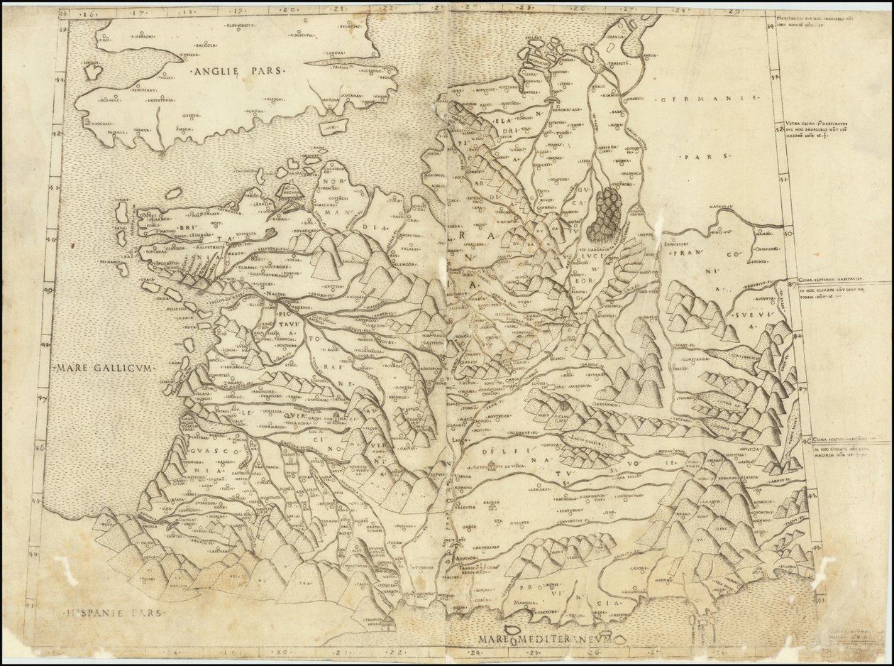 1507 年托勒密法国地图 作者 克劳狄·托勒密