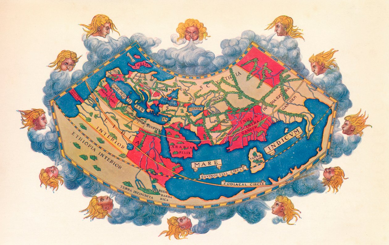 托勒密的世界地图（约公元150年）。1912 作者 克劳狄·托勒密