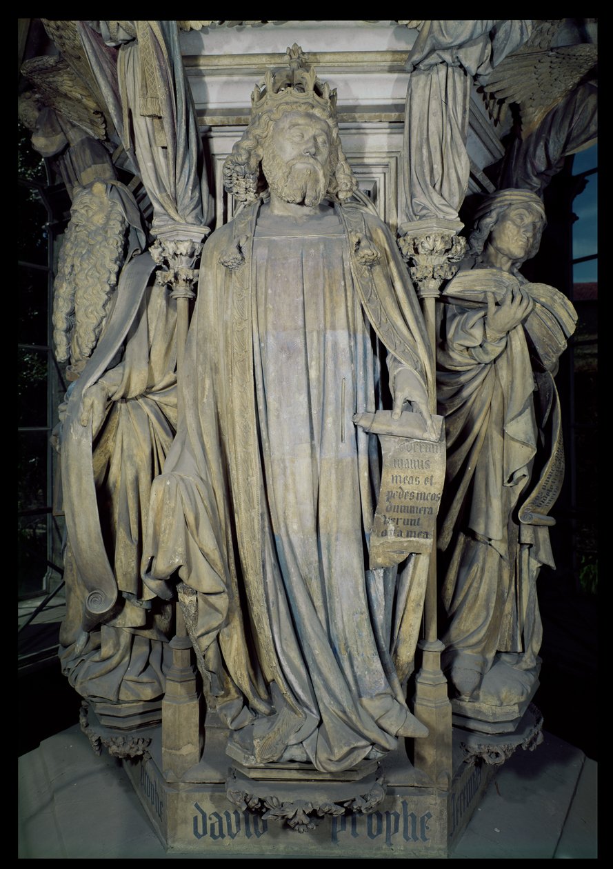大卫王，摩西（左）和耶利米（右），摩西井的六角形基座的细节，1395-1404（详见86118） 作者 克劳斯和马洛，让·斯劳特