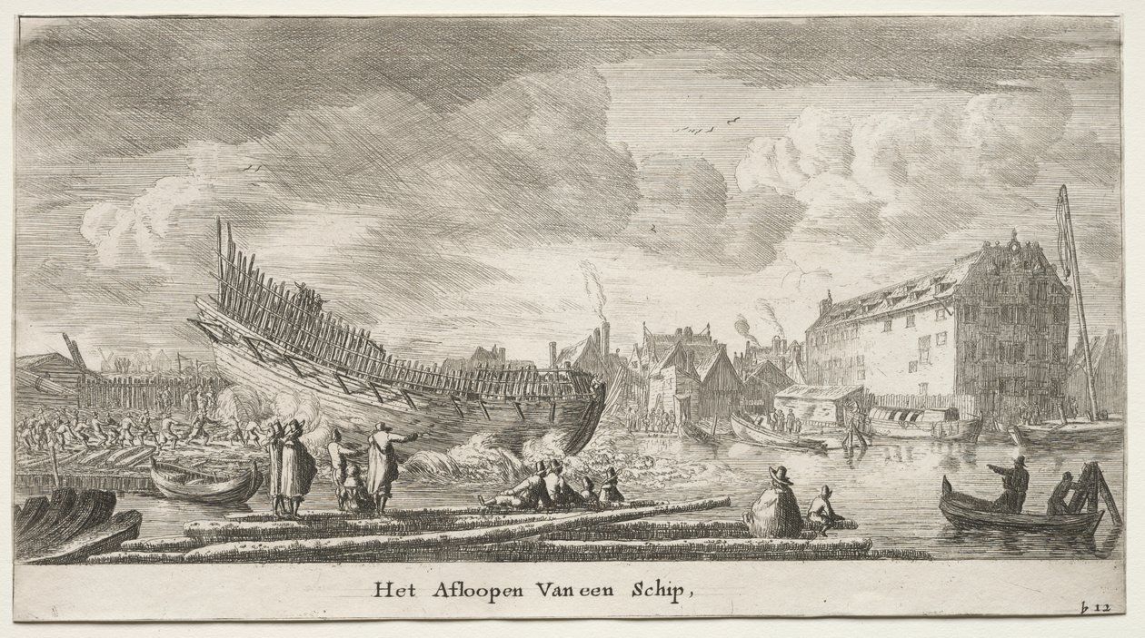 阿姆斯特丹的各种船只和风景（Verscheÿde Schepen en Gesichten van Amstelredam），第二部分：下水的船只 作者 克莱门特·德容赫