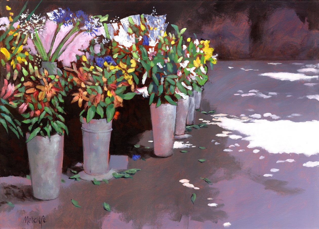 法国花卉市场，2007年（丙烯酸船上） 作者 克莱夫·梅特卡夫