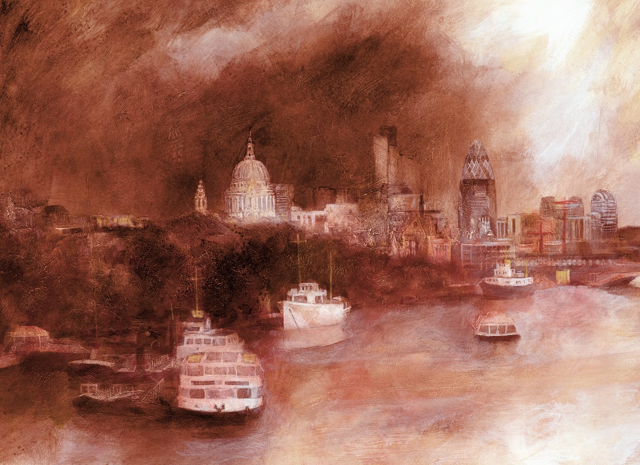 St. Pauls Red，2007年（丙烯酸船上） 作者 克莱夫·梅特卡夫