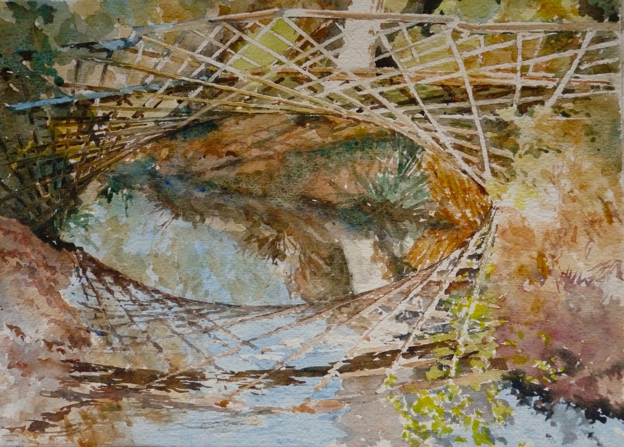 翠鸟桥--秋色，2010 年（水彩画） 作者 克莱夫·威尔逊