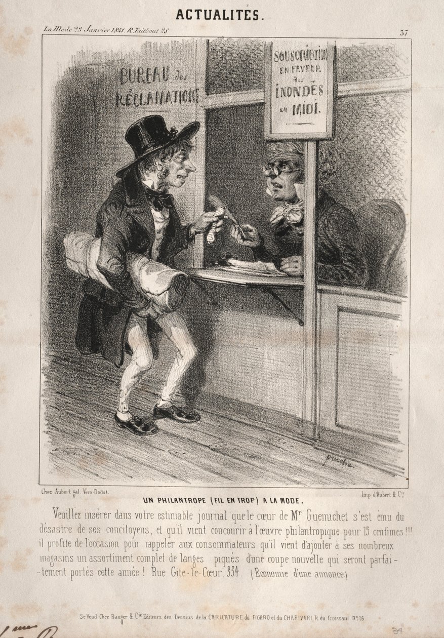 新闻：一位时尚的慈善家，1841年。 作者 克莱门特·普鲁什（ClémentePruche）