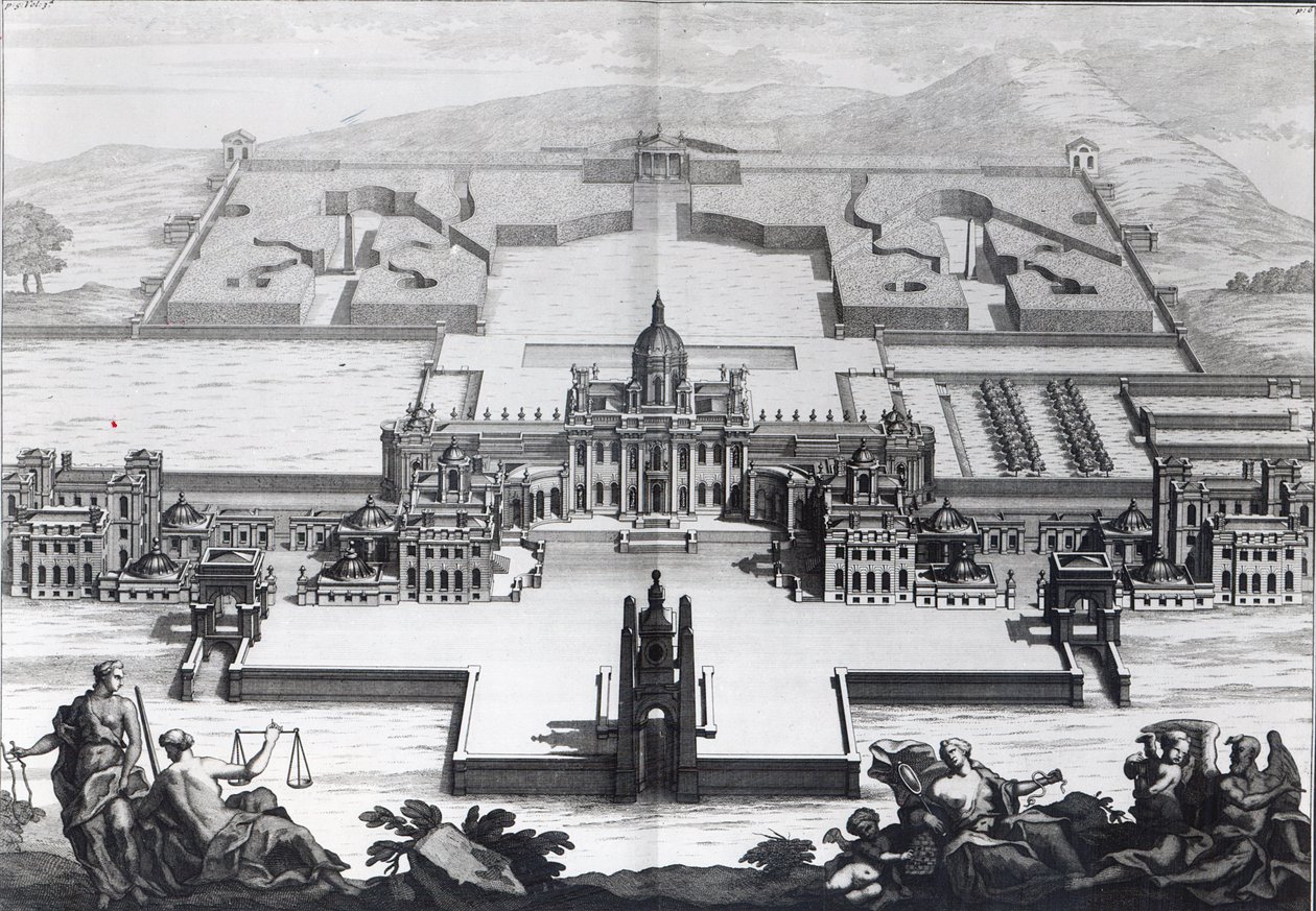 霍华德城堡，来自Colen Campbell的&39;Vitruvius Britannicus&39;，由Hendrik Hulsbergh刻，17.18-20 作者 科伦·坎贝尔