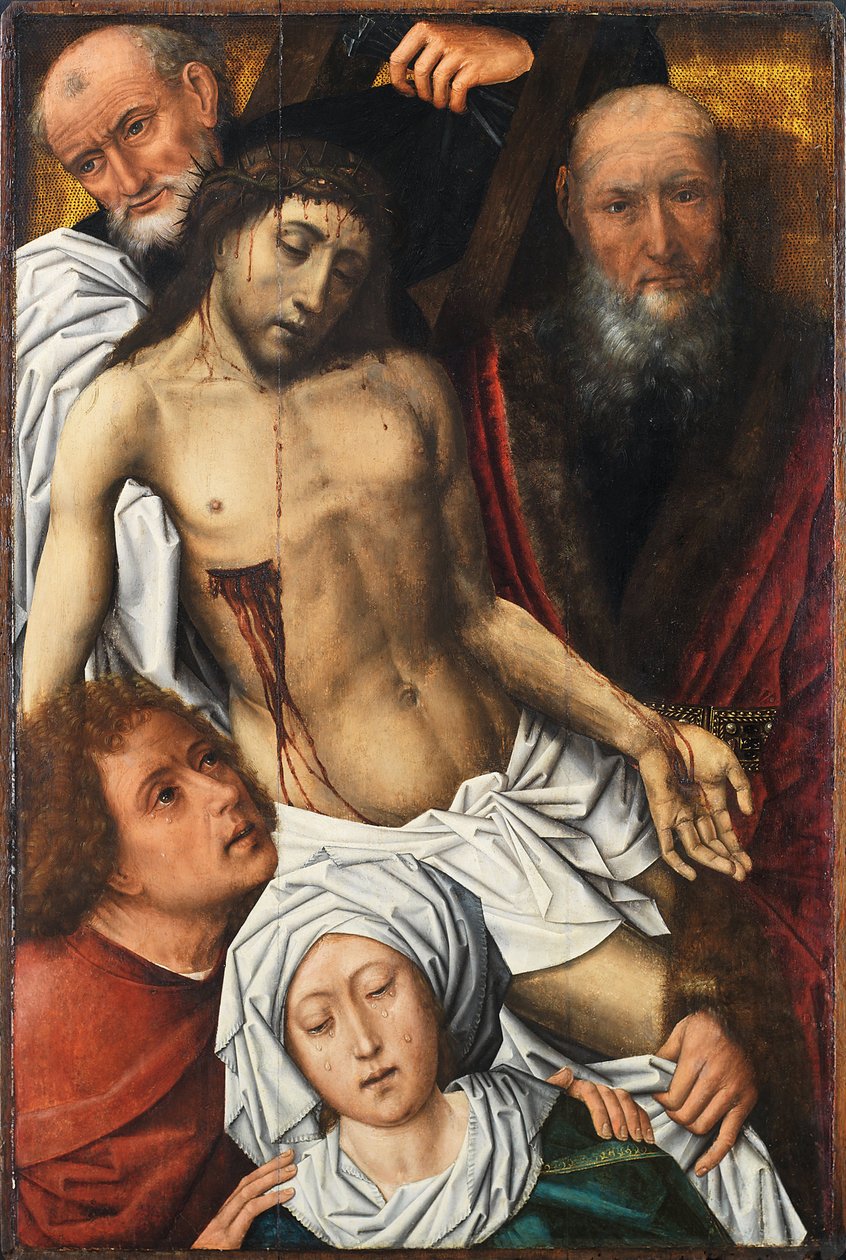 La descente de Croix - Peinture de Colijn De Coter (vers 1440 ou 1445-1522 ou 1532), huile sur bois, vers 1500, 98x65 cm - The Descente de Cross, Oil on wood by Colijn De Coter - Museo de Bellas Artes de Bilbao 作者 科林·德·科特