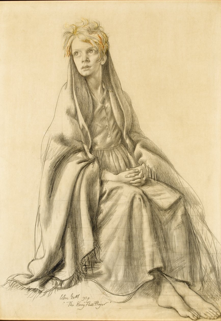 研究？Kerry长笛演奏者？，1934年 作者 柯林·温温·吉尔