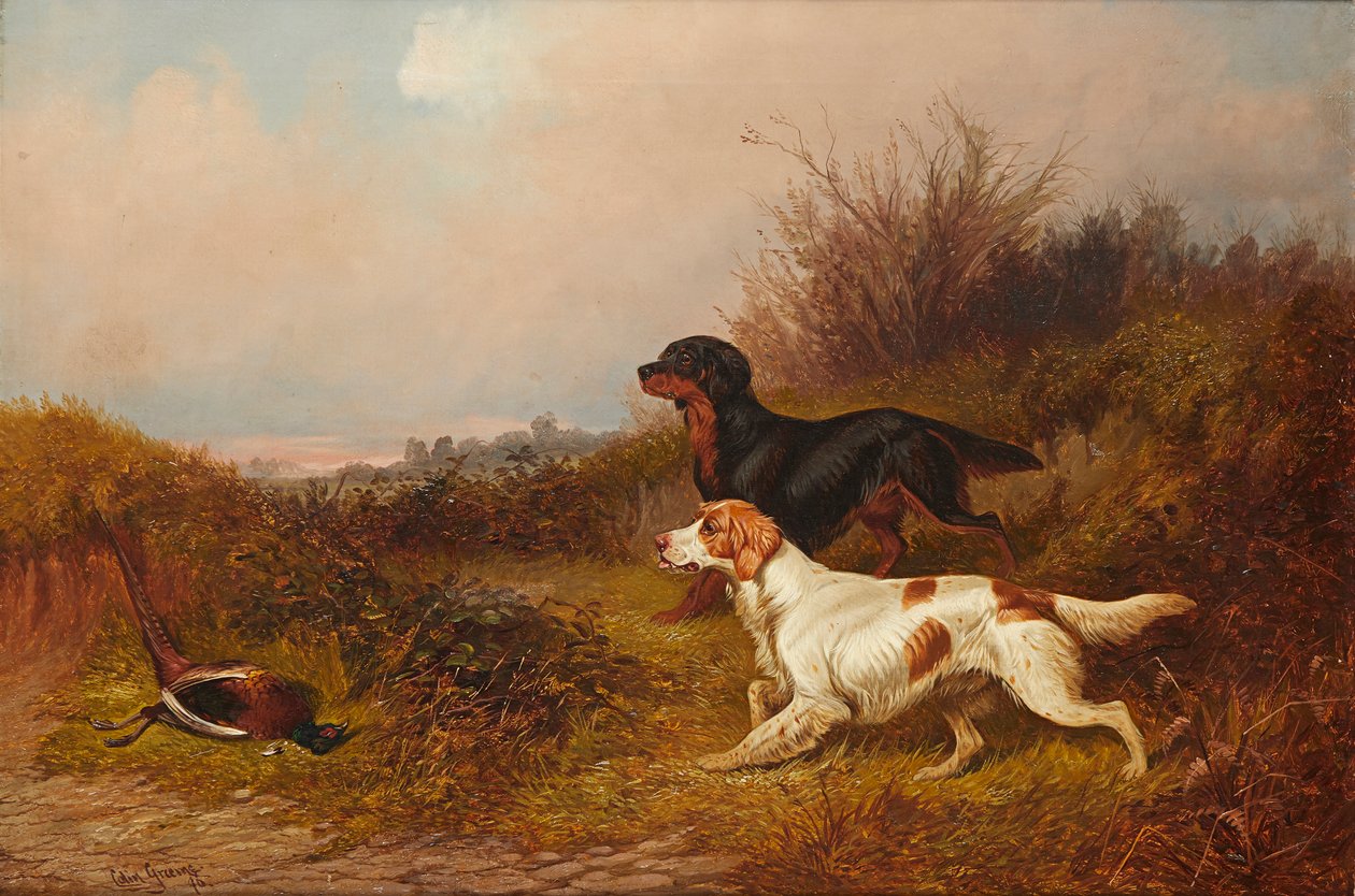 工作中的猎犬（布面油画） 作者 科林·格雷姆