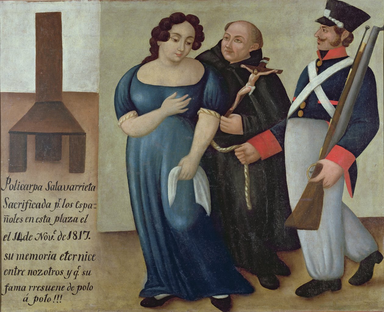Policarpa Salavarrieta（La Pola）于1817年11月14日前往波哥大执行死刑 作者 哥伦比亚学校