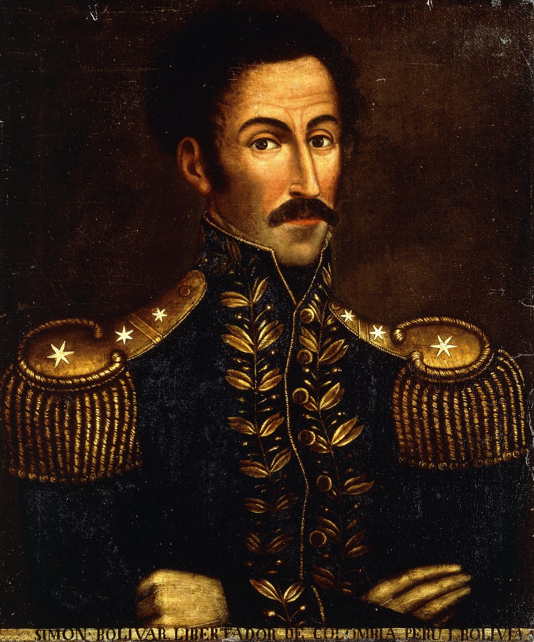 西蒙·玻利瓦尔的画像；西蒙·玻利瓦尔（Simon Bolivar，ca. 1925年 作者 哥伦比亚学校