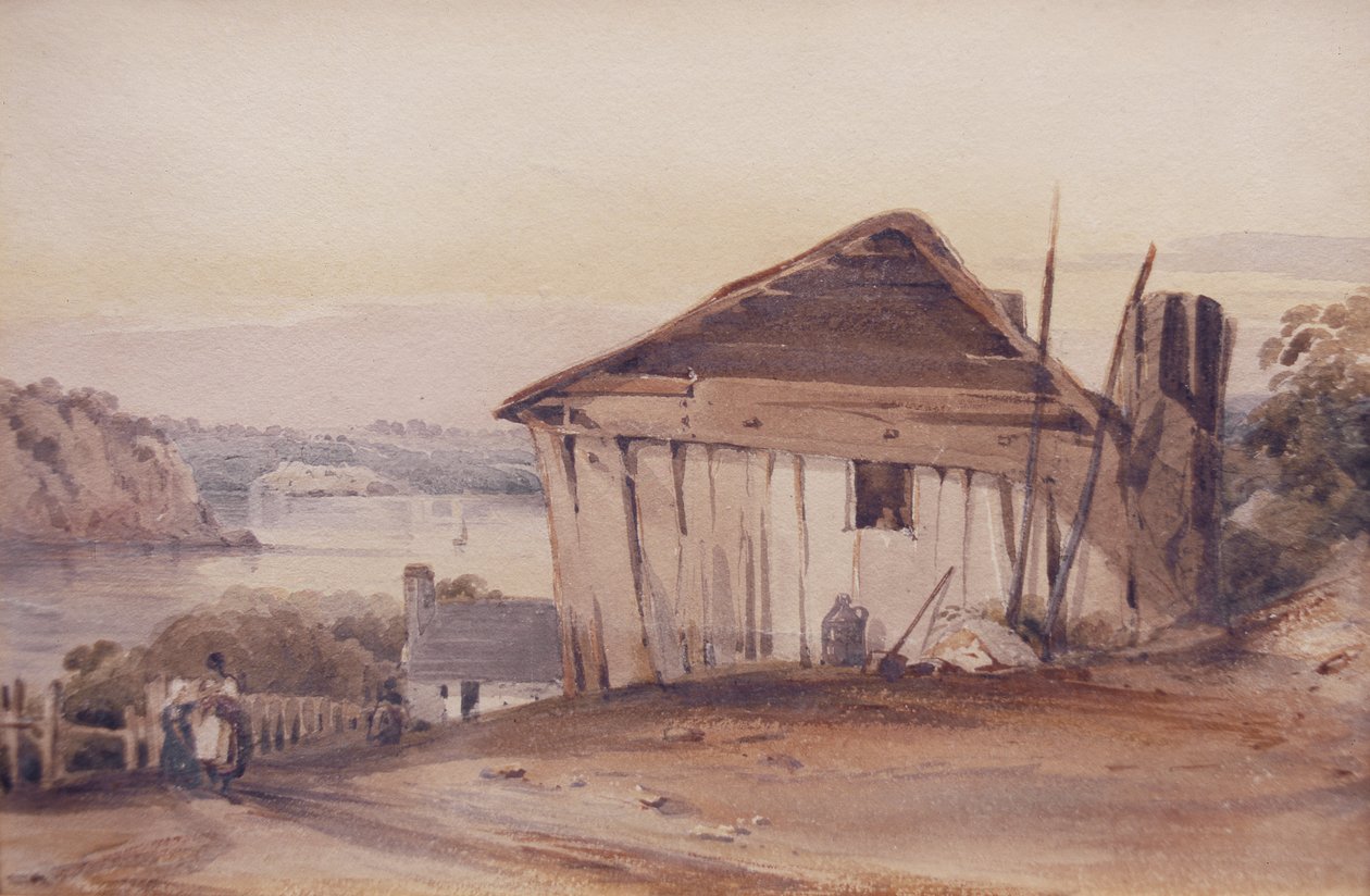 Billy Blues Boat Shed，19世纪 作者 康拉德·马滕斯（Conrad Martens）