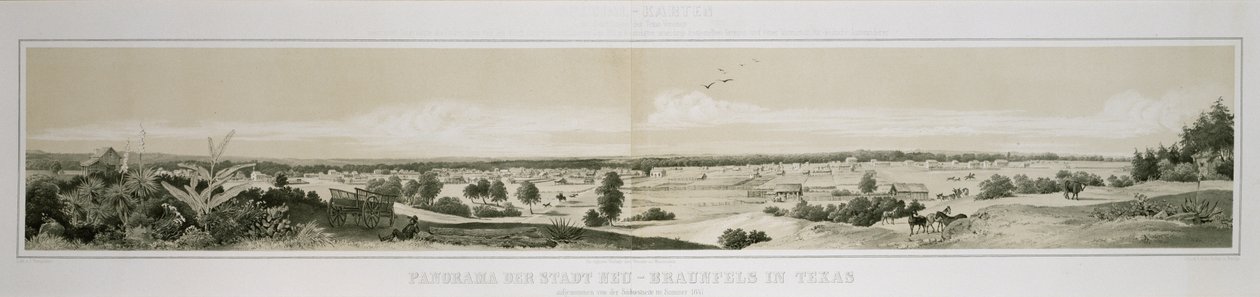 1847年夏天从西南侧拍摄的德克萨斯州新布劳恩费尔斯市全景 作者 康拉德·卡斯珀（后）罗道夫