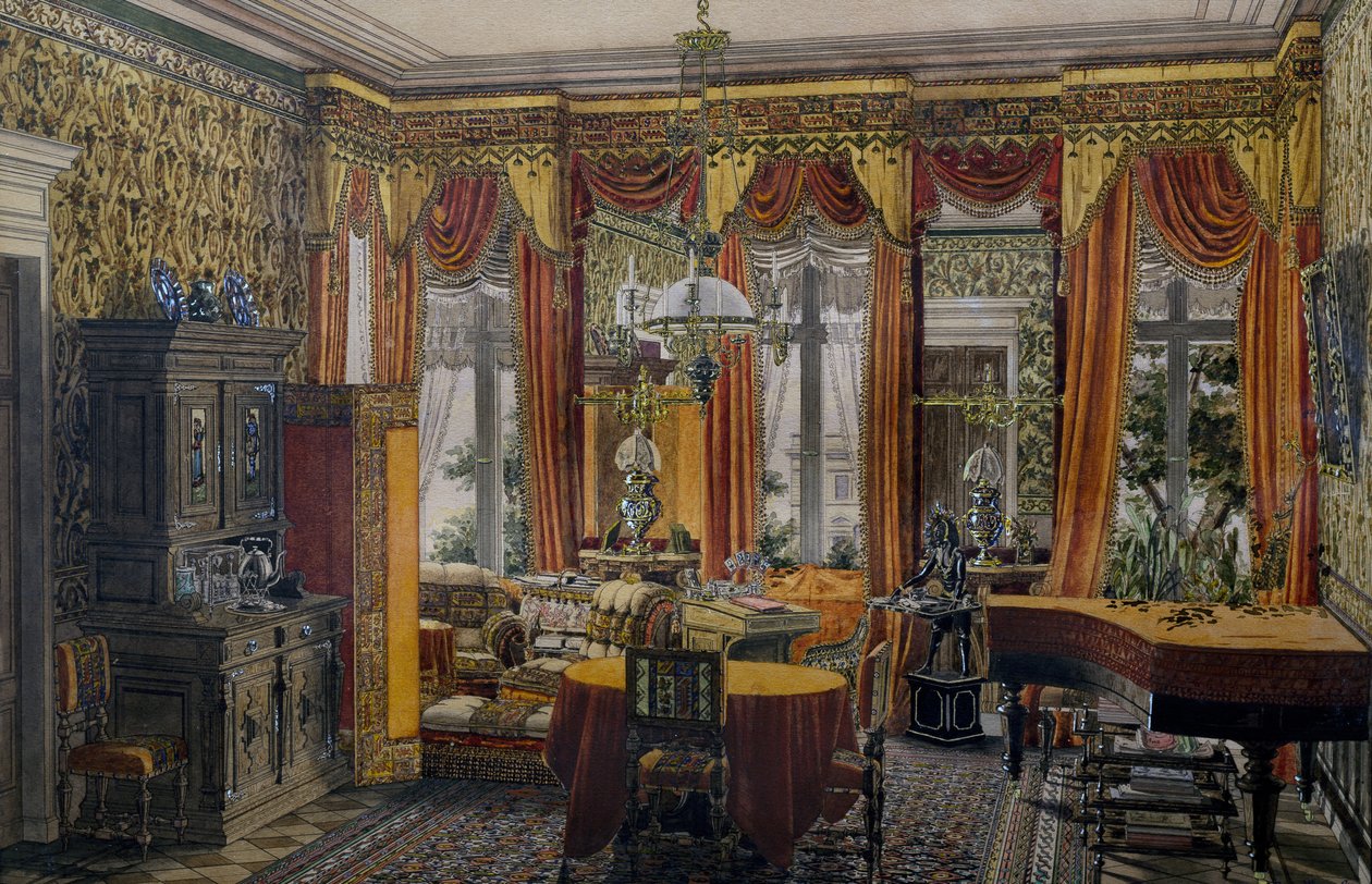柏林客厅，康拉德·冯·穆拉尔特（Conrad von Muralt，1779-1869）水彩画 作者 康拉德·冯·穆拉特