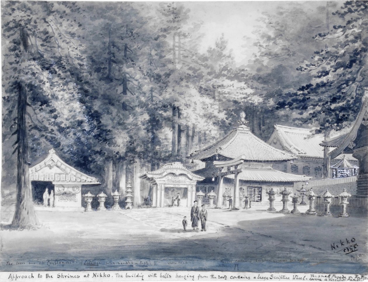 通往日光神社的道路。(水彩画） 作者 康斯坦斯·弗雷德丽卡·戈登·卡明