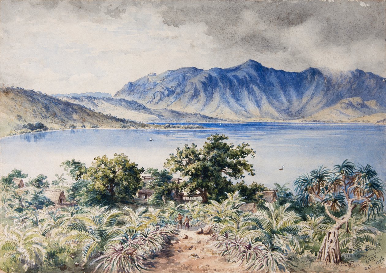 Naiviri 海湾，斐济纳纳努，1876 年（水彩画） 作者 康斯坦斯·弗雷德丽卡·戈登·卡明
