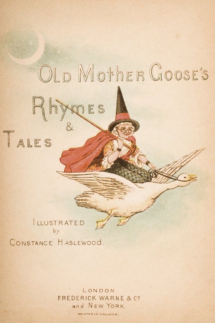 由Frederick Warne und Co.出版的&39;Old Mother Goose&39;s Rhymes and Tales&39;的标题页，1890年代（chromolitho） 作者 康斯坦斯·哈斯伍德