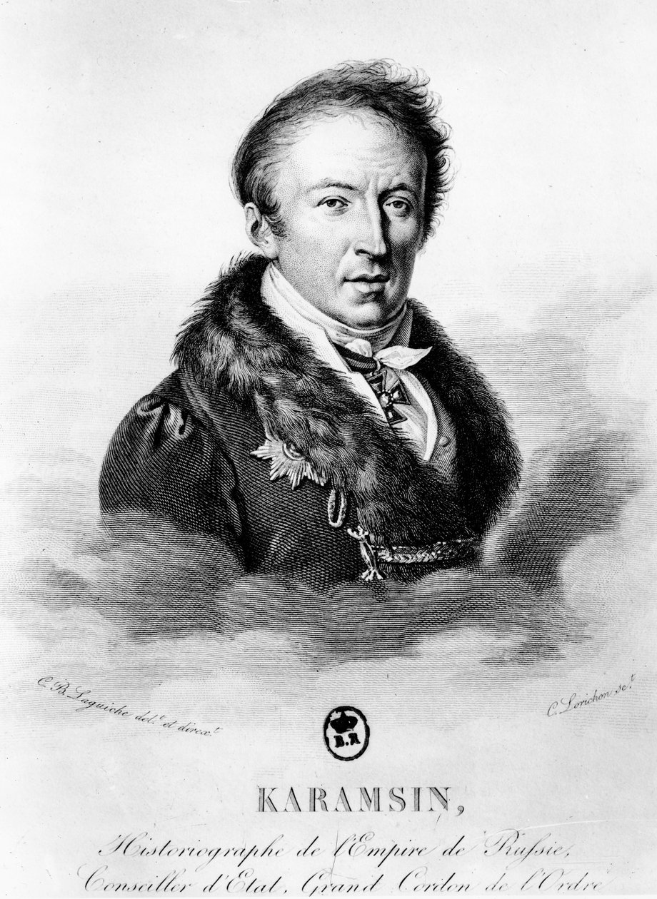 Nikolai Mikhailovich Karamzin的肖像（1766-1826） 作者 路易斯·安托万·洛里肯