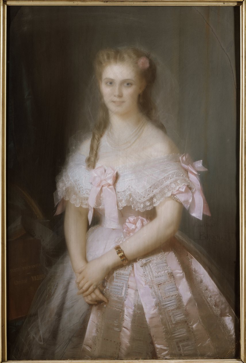 Christine Nilsson (1843-1921) 的肖像，作者 Brochart, Constant Joseph (1816-1889)。 纸板上的粉彩。 尺寸：117x80 厘米。 斯德哥尔摩国家博物馆 作者 常数约瑟夫·布罗查特