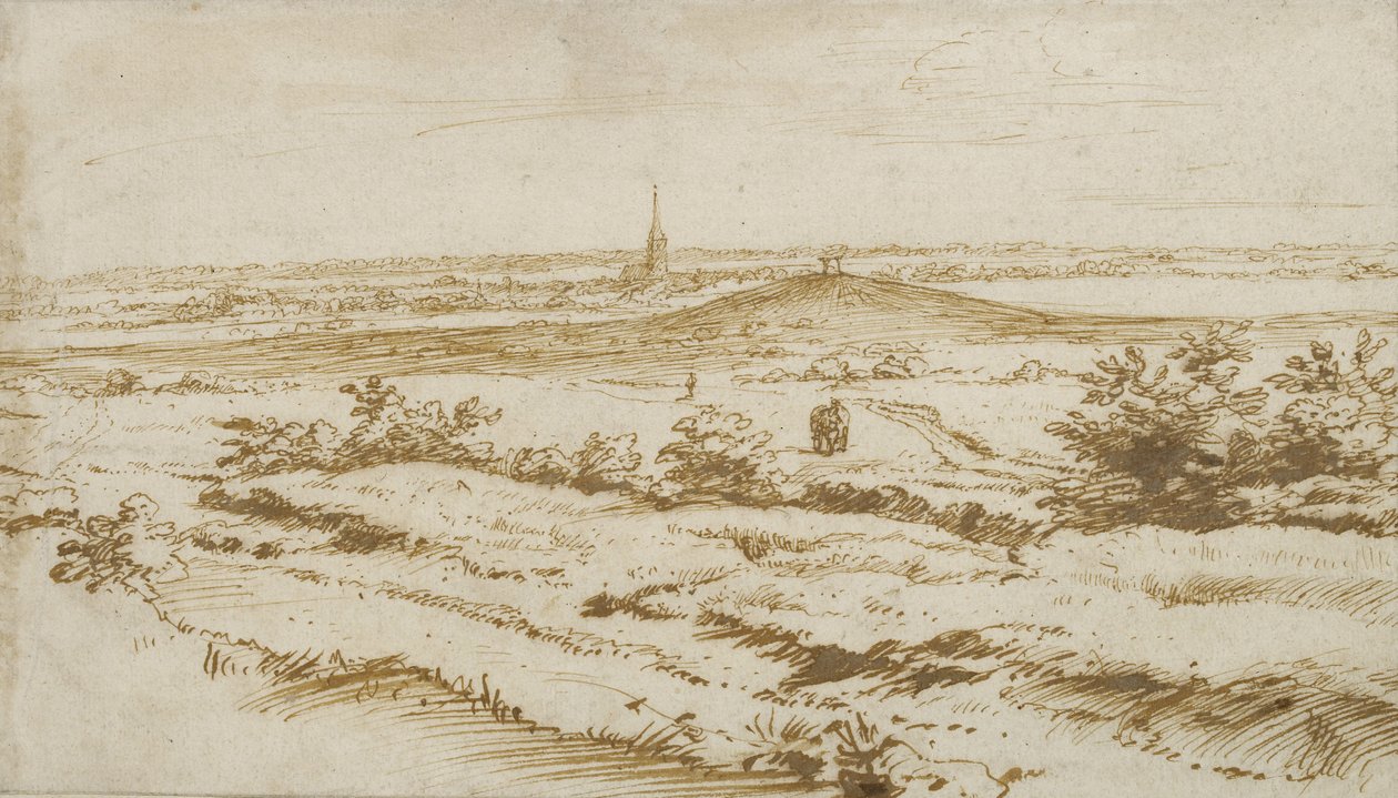 1680年Appeldoorn附近的景观（钢笔和棕色墨水） 作者 康斯坦丁年轻的惠更斯