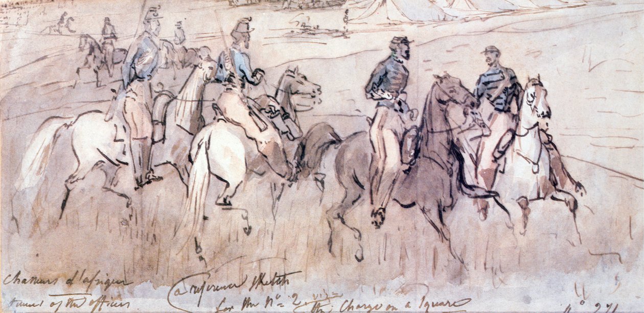 在1854年克里米亚战争期间的Chasseurs d&39;Afrique 作者 康斯坦丁人