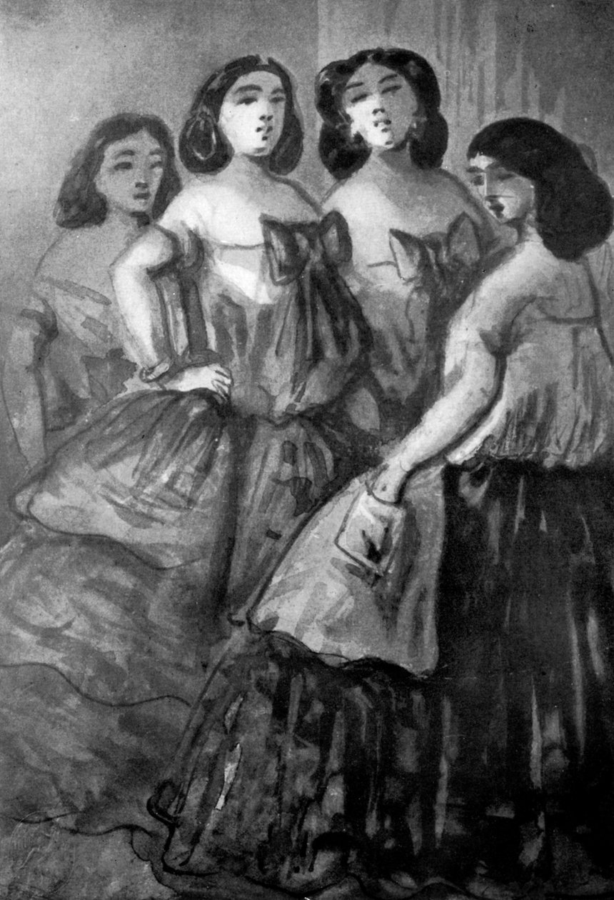 四个女孩，19世纪，1930年。 作者 康斯坦丁人