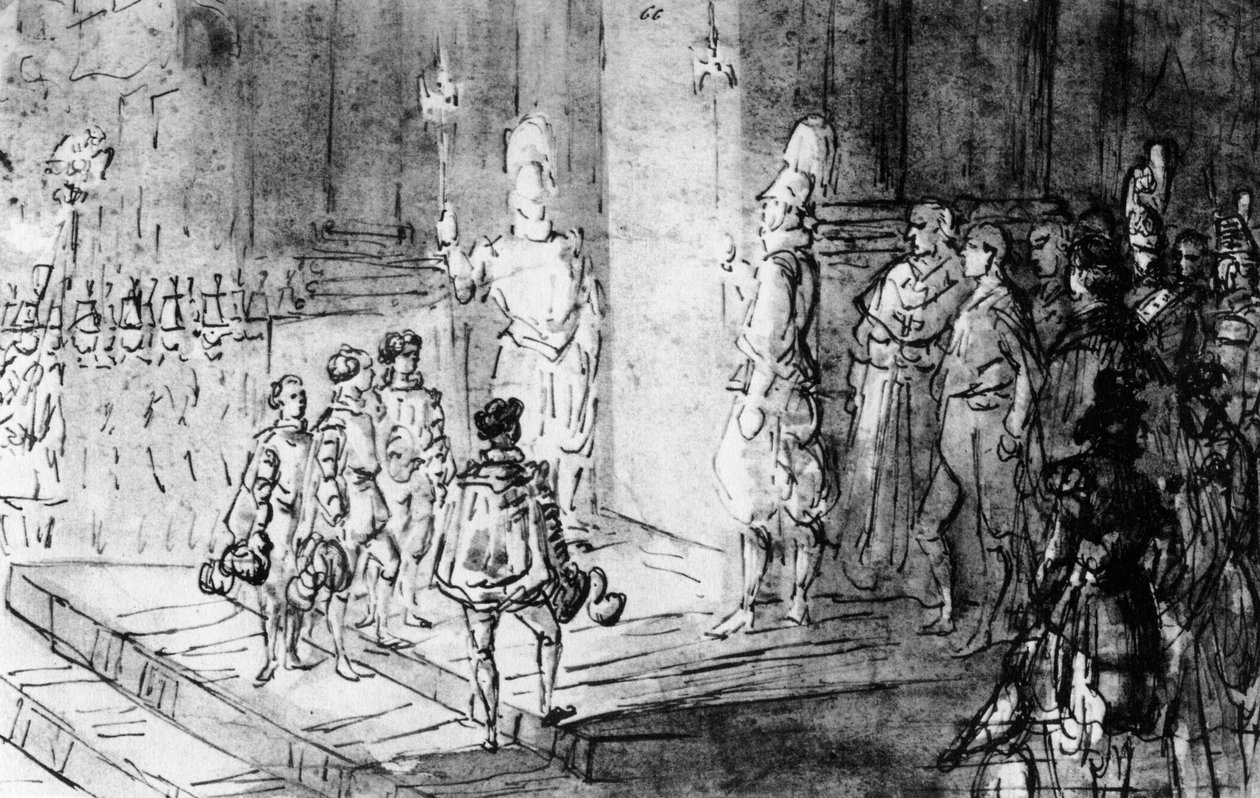 梵蒂冈的瑞士卫队和法国士兵，1930年。 作者 康斯坦丁人