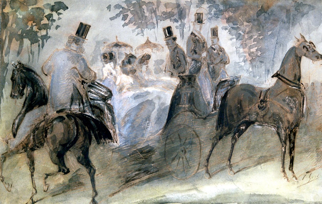优雅的马和骑士，c1822-1892 作者 康斯坦丁人
