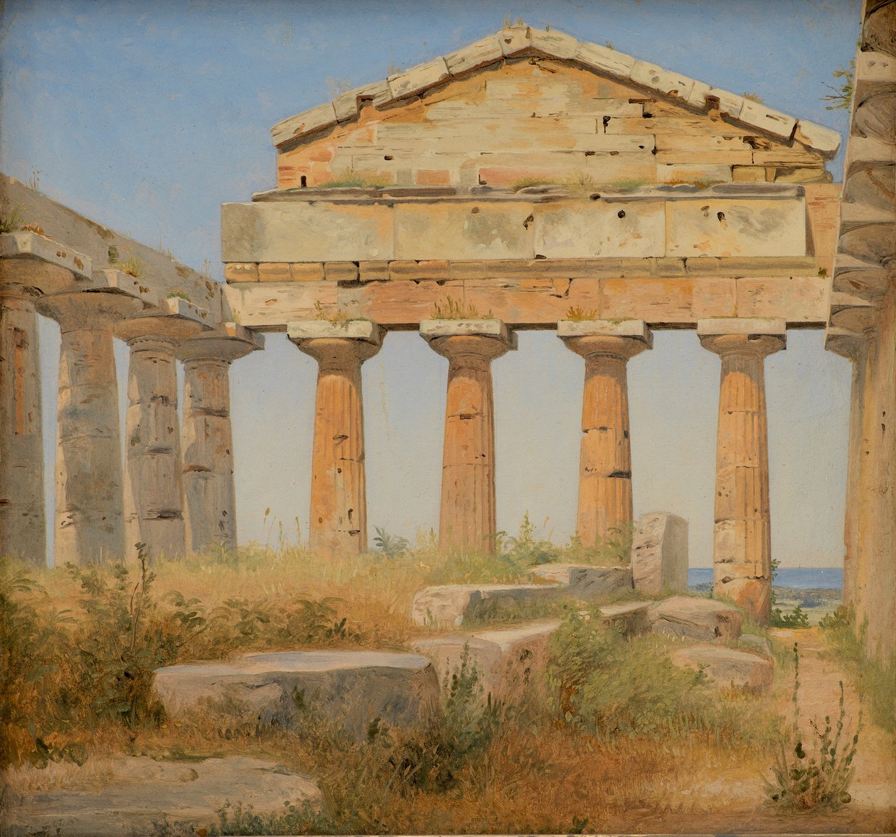 丹麦语：  Athenatemplet i Pæstum Paestum 的雅典娜神庙 作者 康斯坦丁·汉森