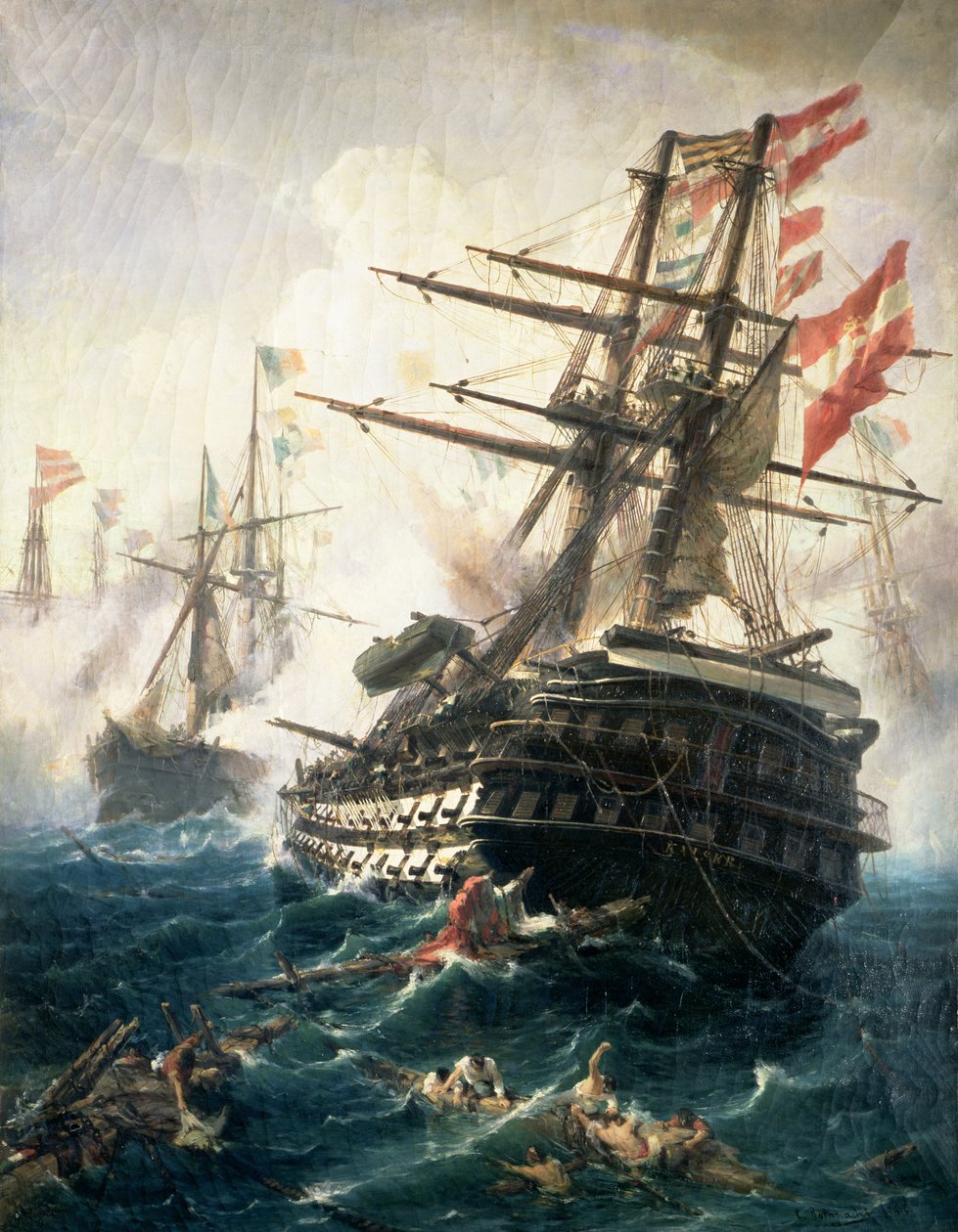 1866 年奥匈帝国与意大利之间的利萨战役（布面油画） 作者 康斯坦丁·沃拉纳基斯