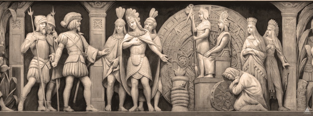 墨西哥寺庙的科尔特斯和蒙特祖玛美国国会大厦圆形大厅的fr饰，186年 作者 康斯坦丁·布鲁米迪（Constantino Brumidi）