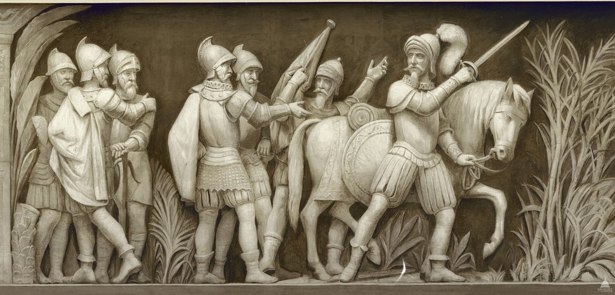 皮萨罗（Pizarro）前往秘鲁美国圆形建筑的圆形大厅，1860-1873年 作者 康斯坦丁·布鲁米迪（Constantino Brumidi）